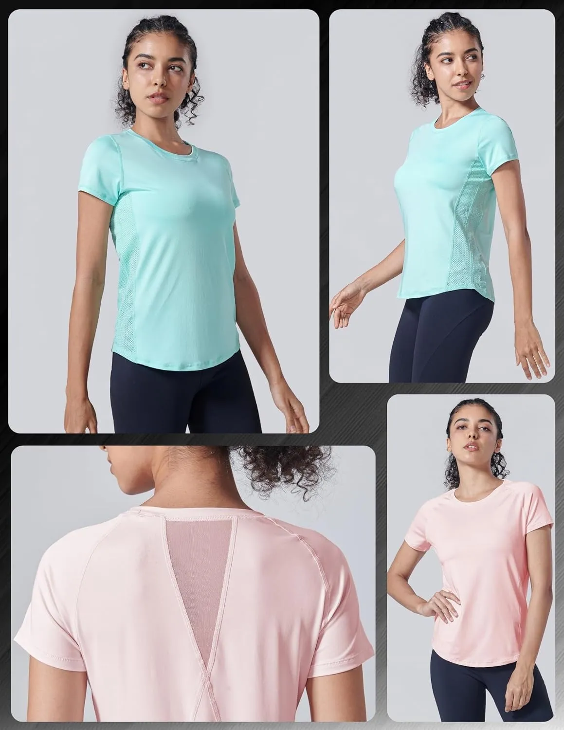 5 Pack: Women's Dry Fit Short Sleeve T Shirts, Athletic Workout Tee Tops for Gym Yoga Running