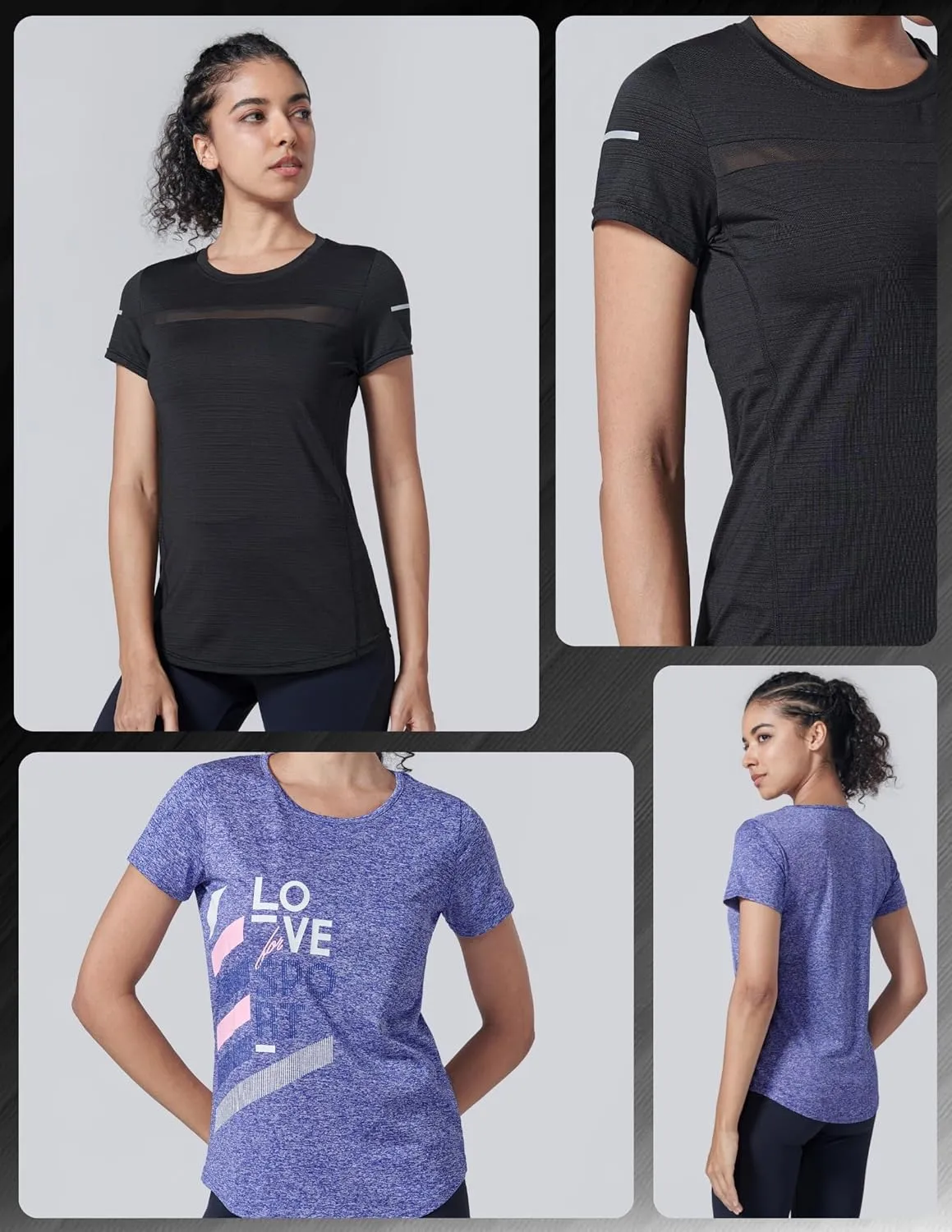 5 Pack: Women's Dry Fit Short Sleeve T Shirts, Athletic Workout Tee Tops for Gym Yoga Running