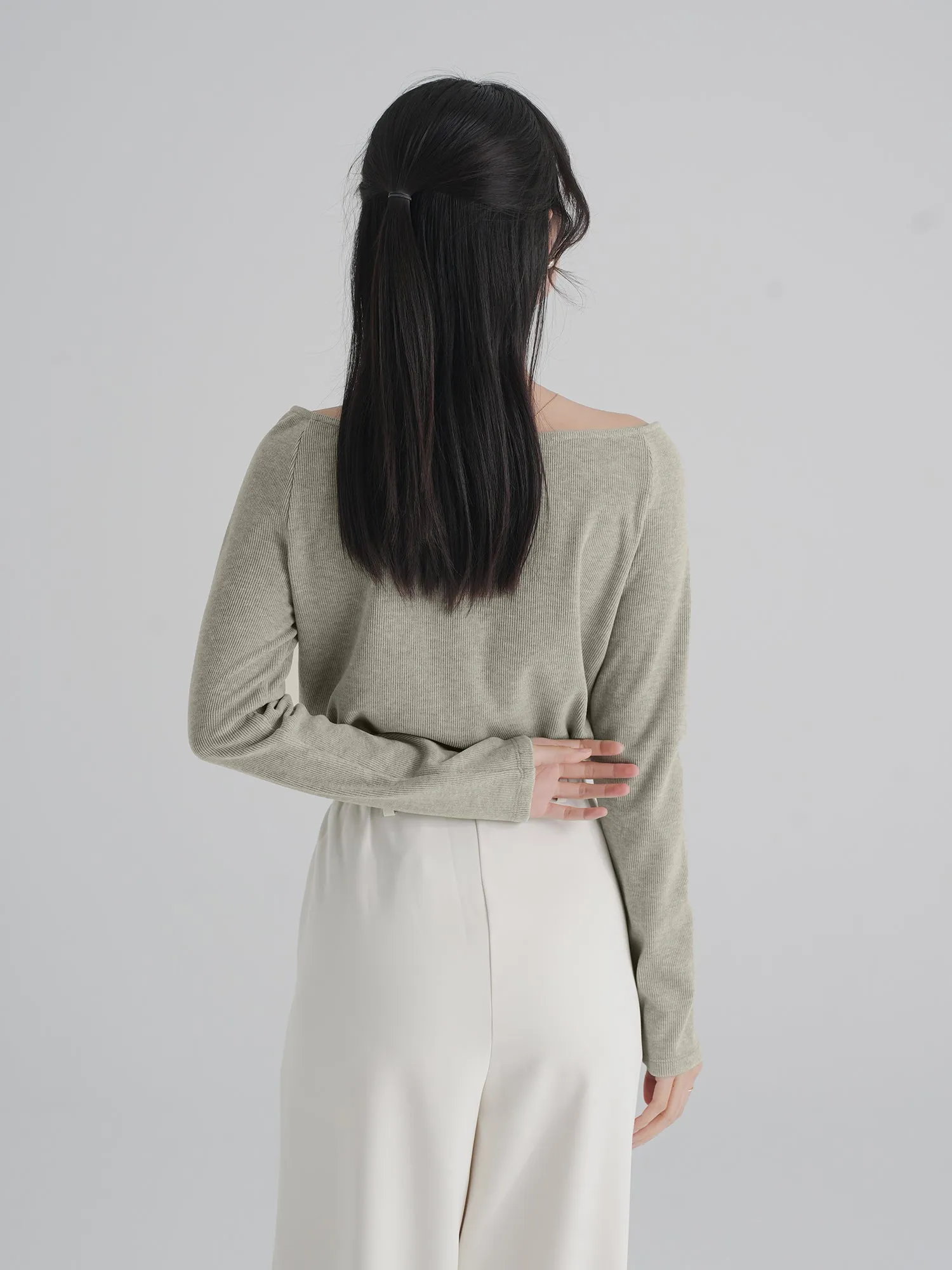 90% Cashmere / Nimbus Ribbed Boat Neck Top