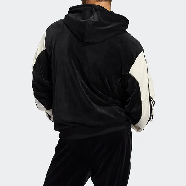 adidas originals Velor Hoody Velvet Contrasting Colors Black, multicolor