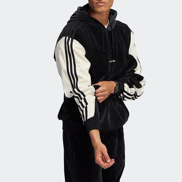 adidas originals Velor Hoody Velvet Contrasting Colors Black, multicolor