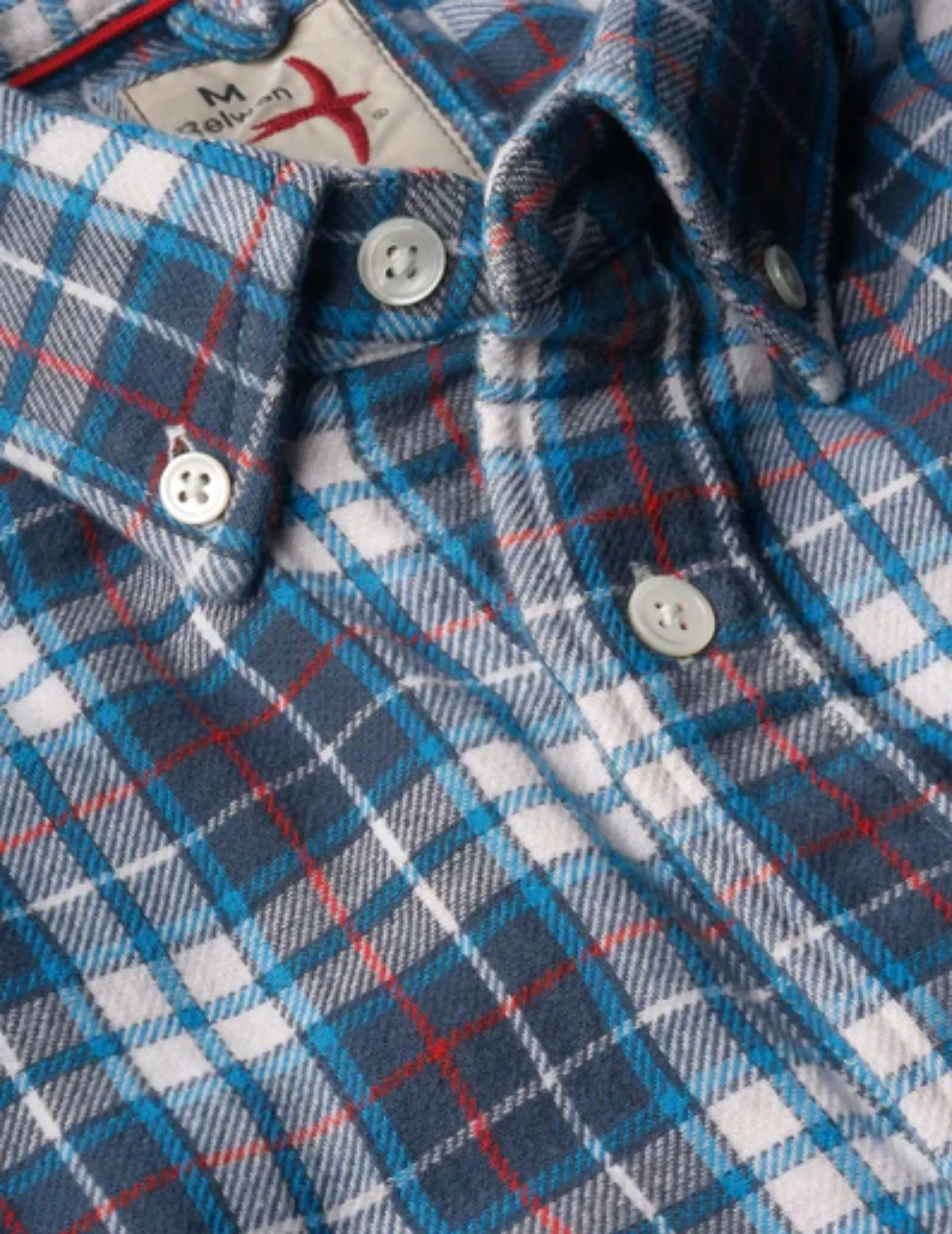 Chamois-Lined Flannel Shirt | White/Navy/Red Plaid