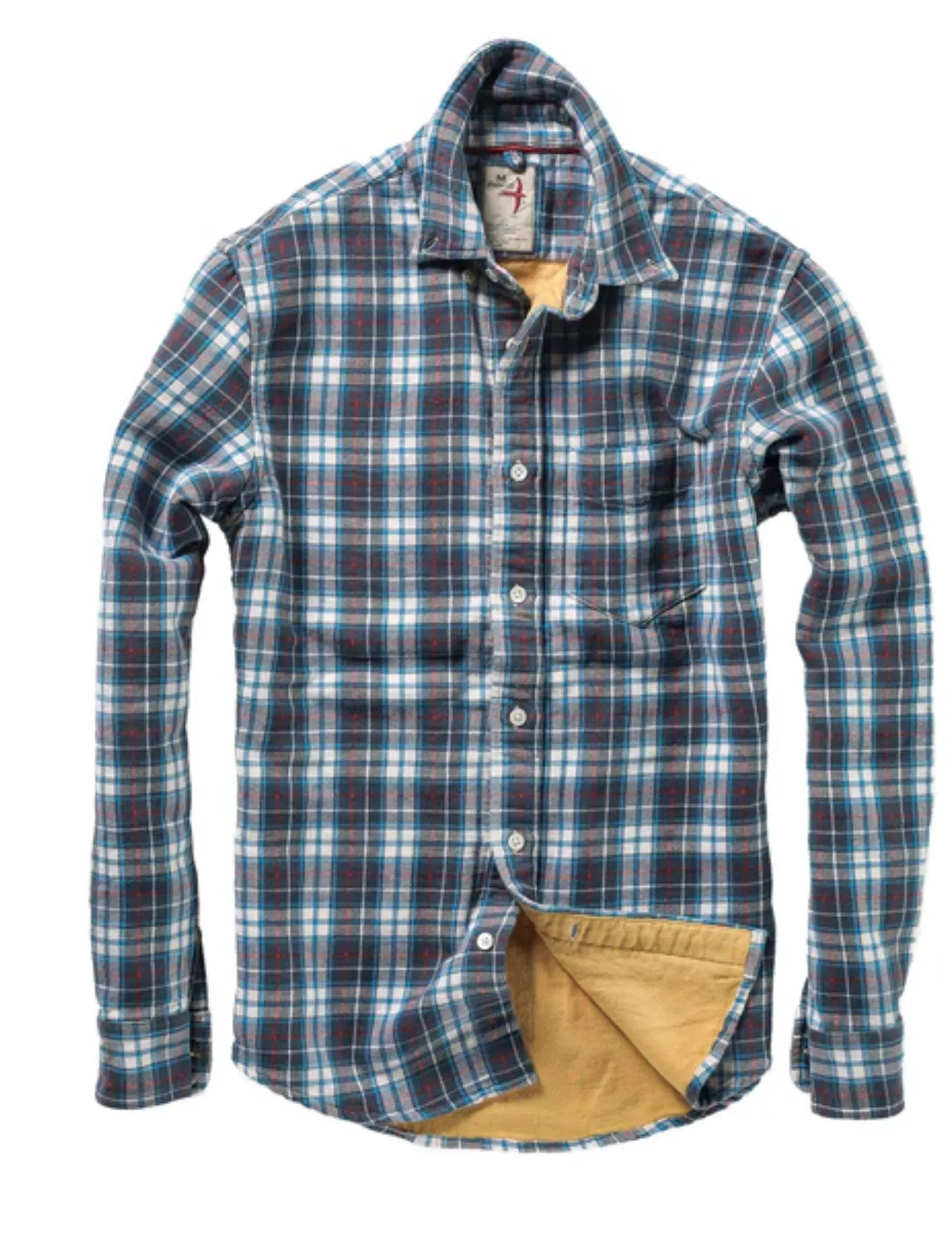 Chamois-Lined Flannel Shirt | White/Navy/Red Plaid