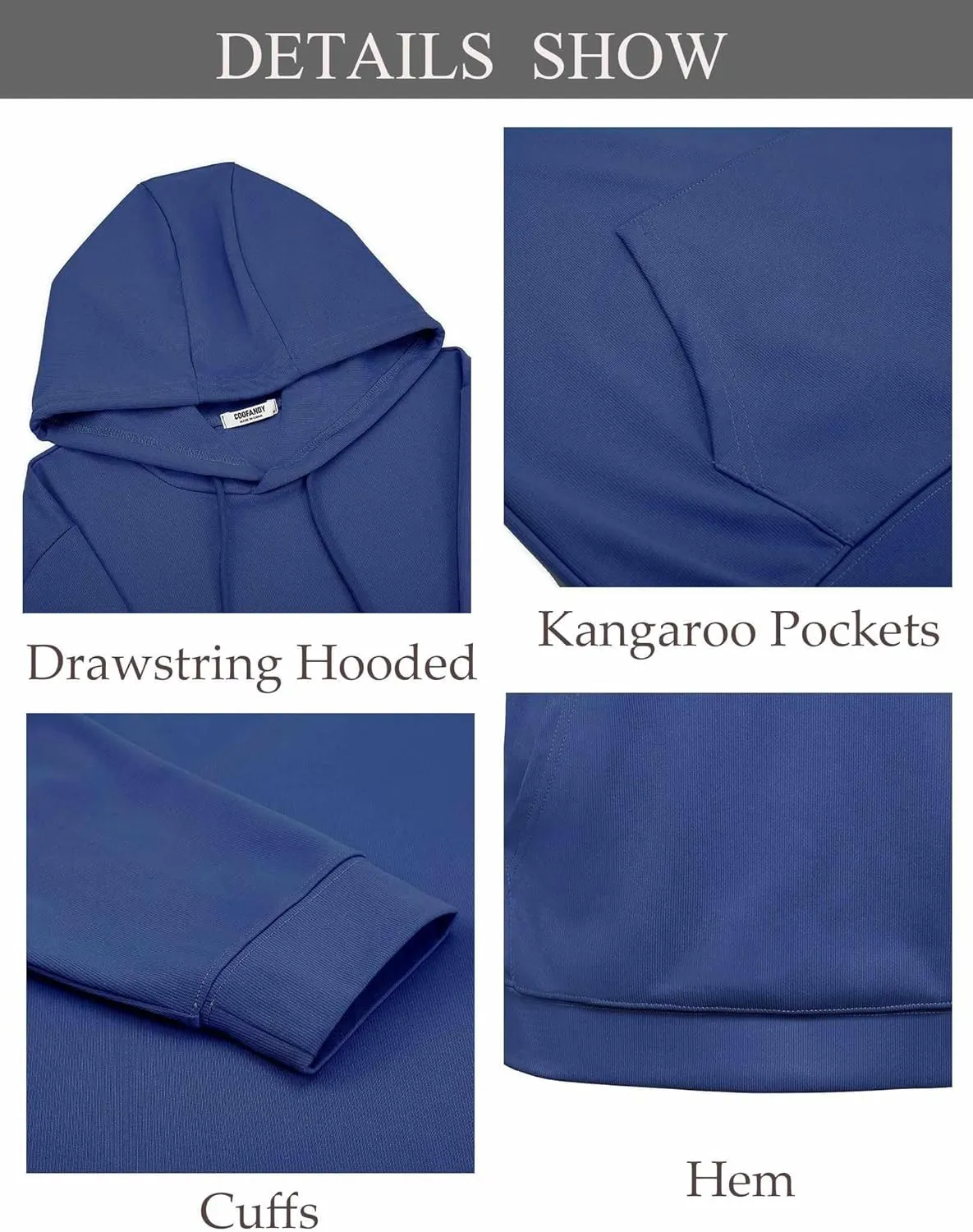 COOFANDY Men's Hoodie Long Sleeve Hooded Pullover Casual Fashion Sweatshirts Drawstring Gym Hooded with Kanga Pocket