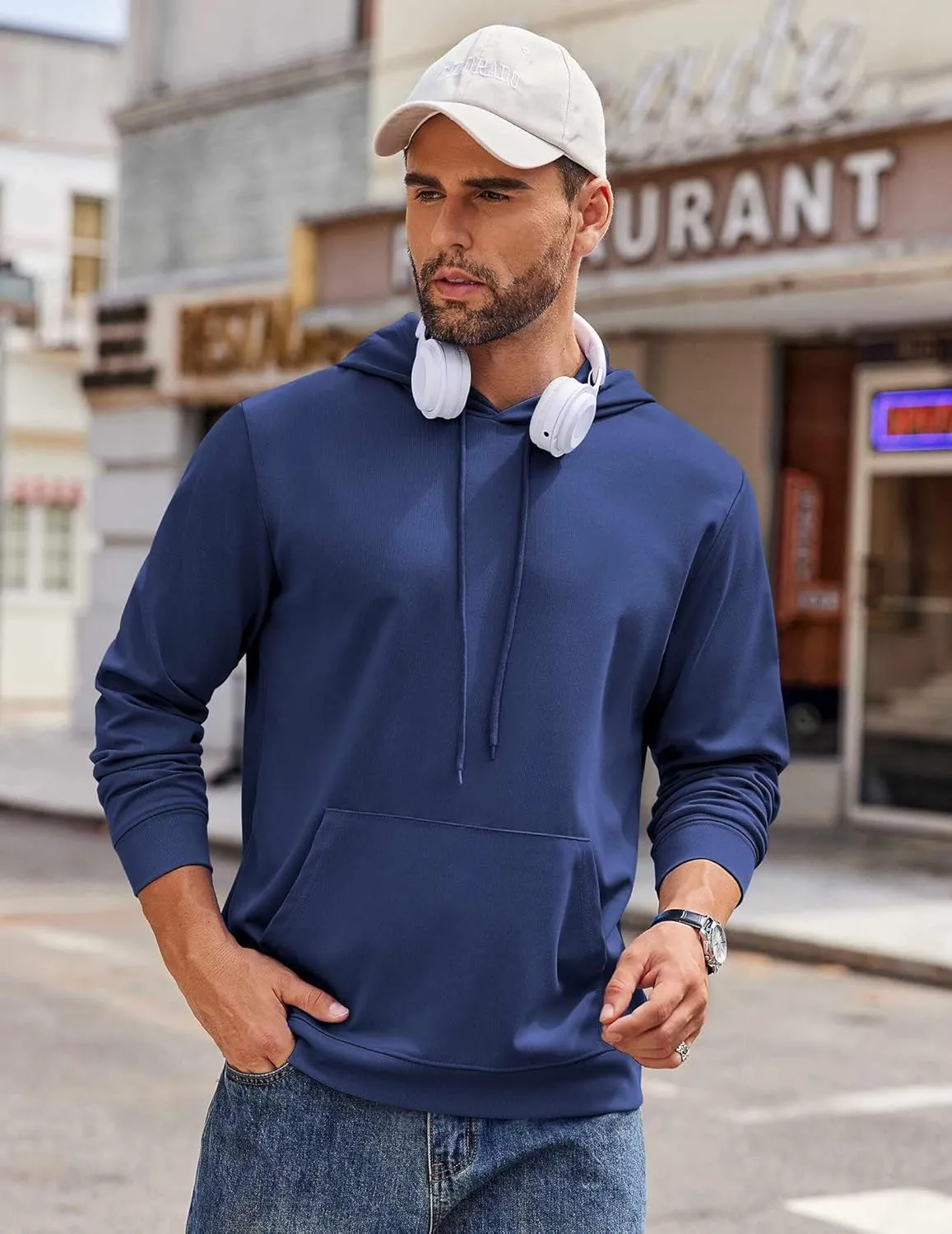 COOFANDY Men's Hoodie Long Sleeve Hooded Pullover Casual Fashion Sweatshirts Drawstring Gym Hooded with Kanga Pocket