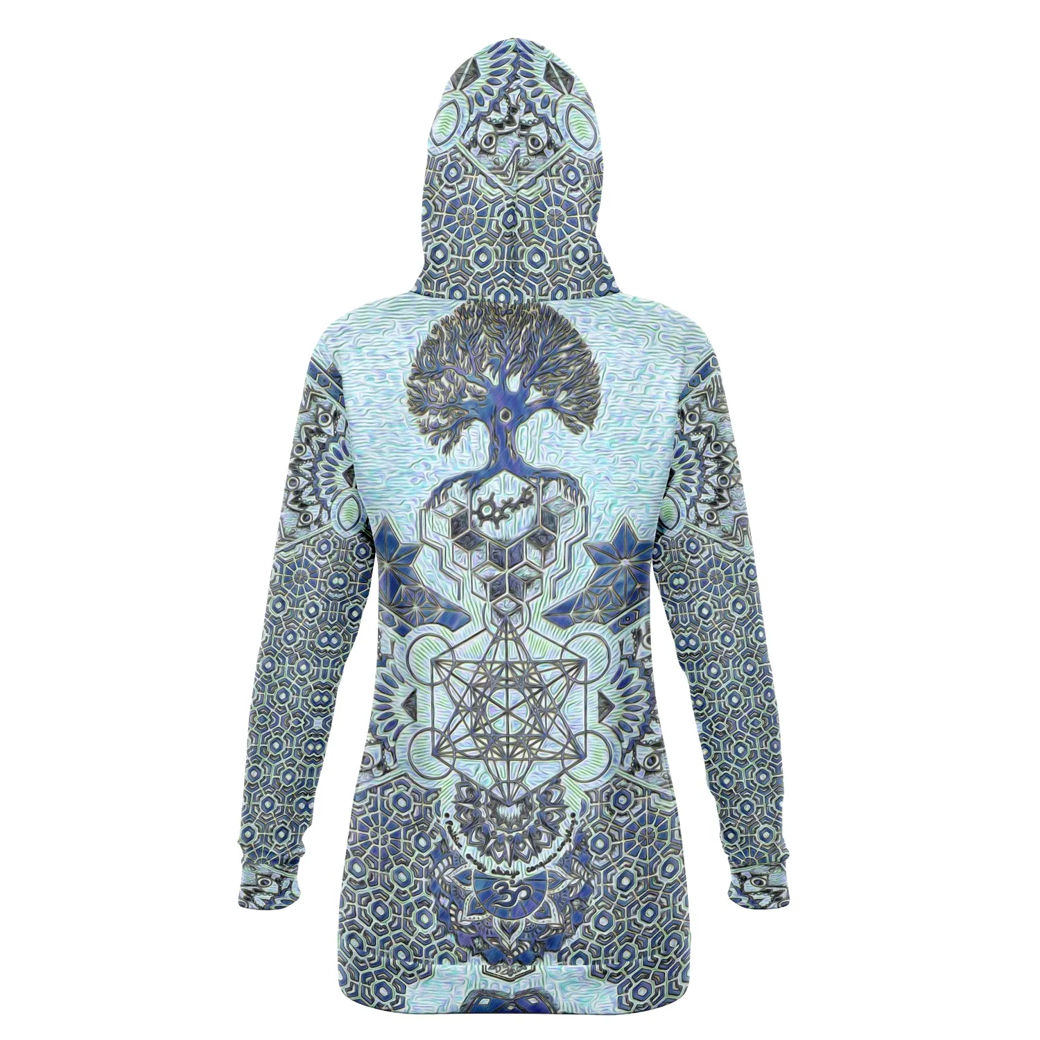 Geometric Faded Blue | Longline Hoodie | Mil Et Une