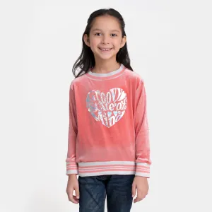 Girls Velvet Sweatshirt Groovy-Pink