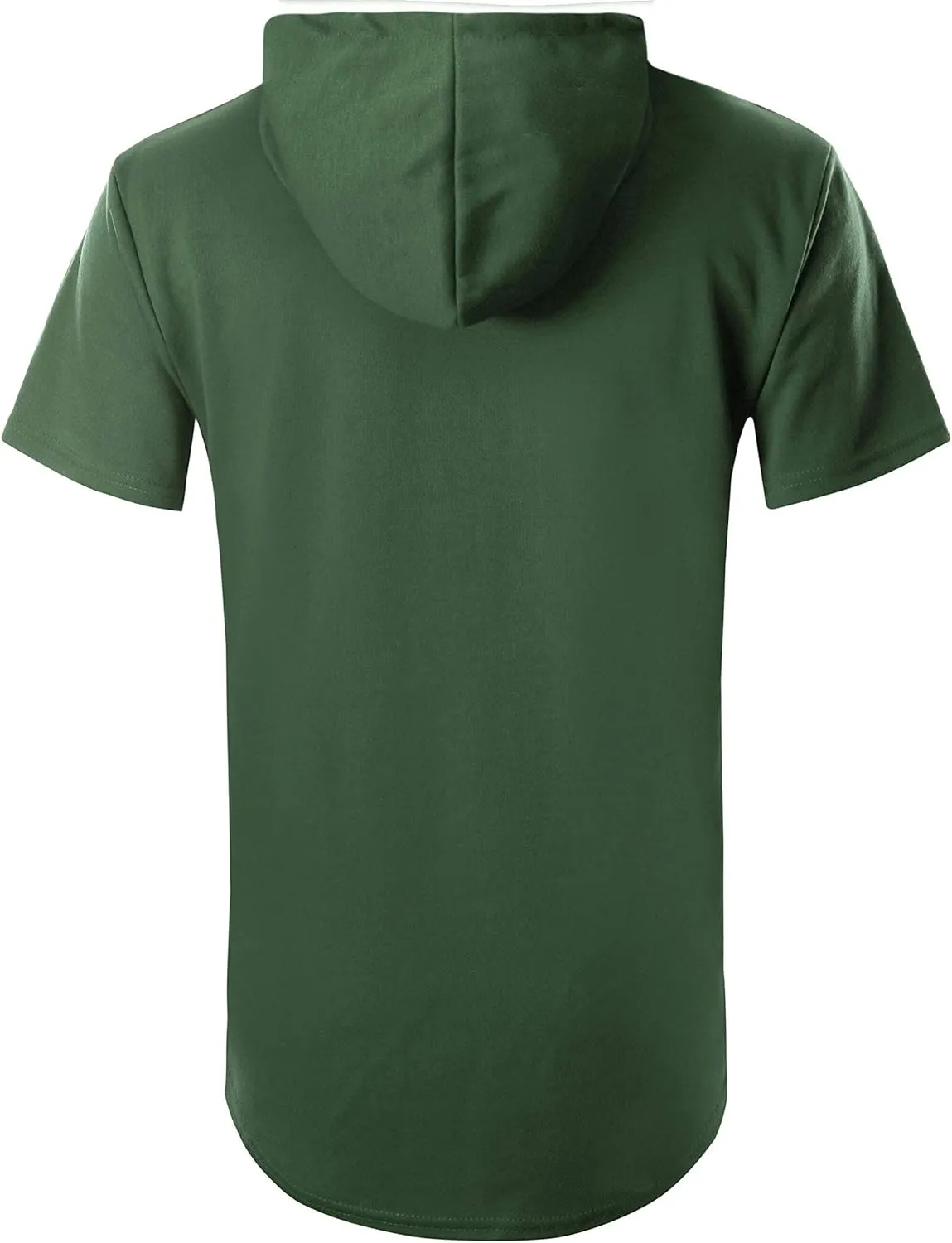 GIVON Men's Short Sleeve Pullover Hoodie Hipster Longline Hooded Shirt Lightweight Cotton Blend Casual Streetwear