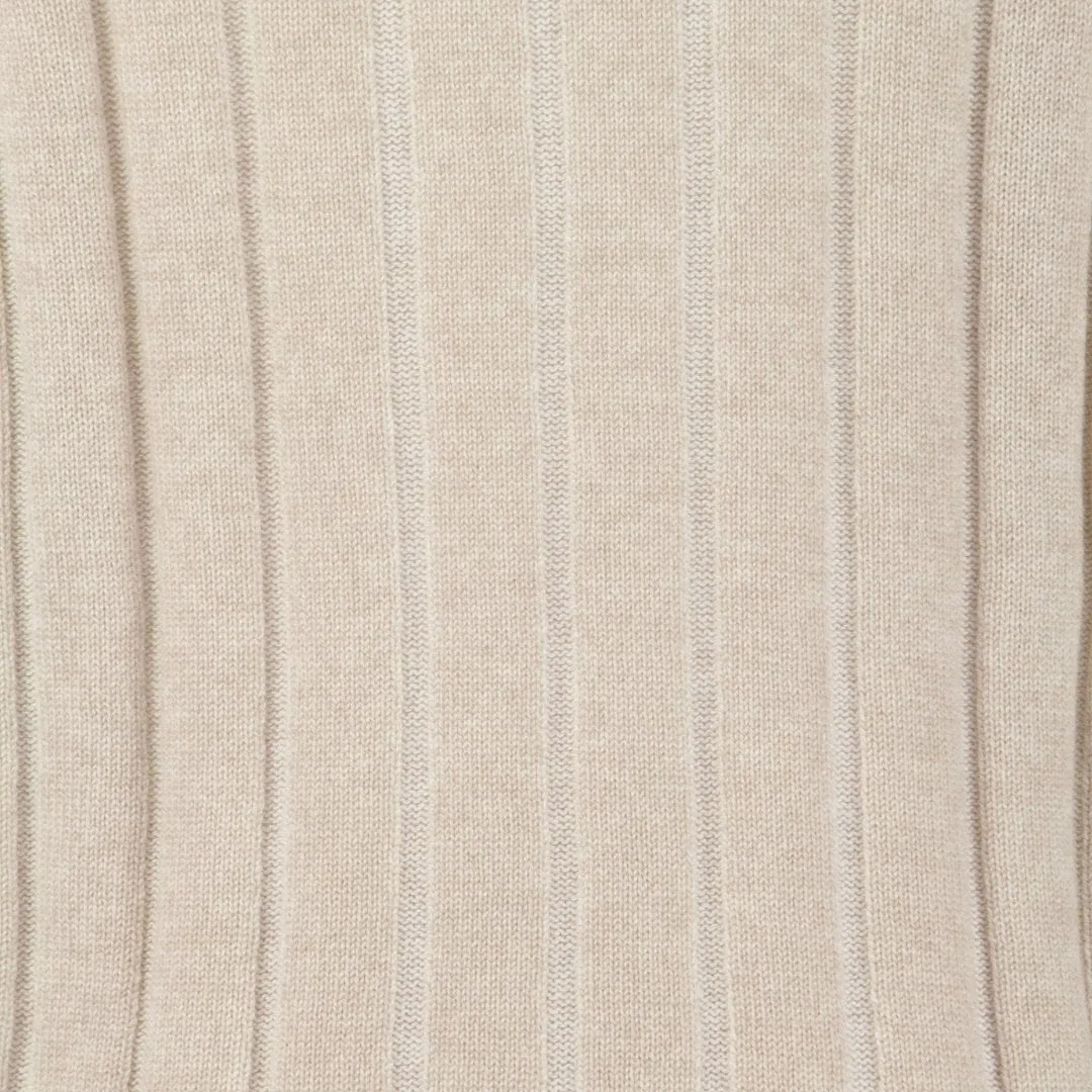GRAN SASSO Wide Ribbed Crew Neck BEIGE