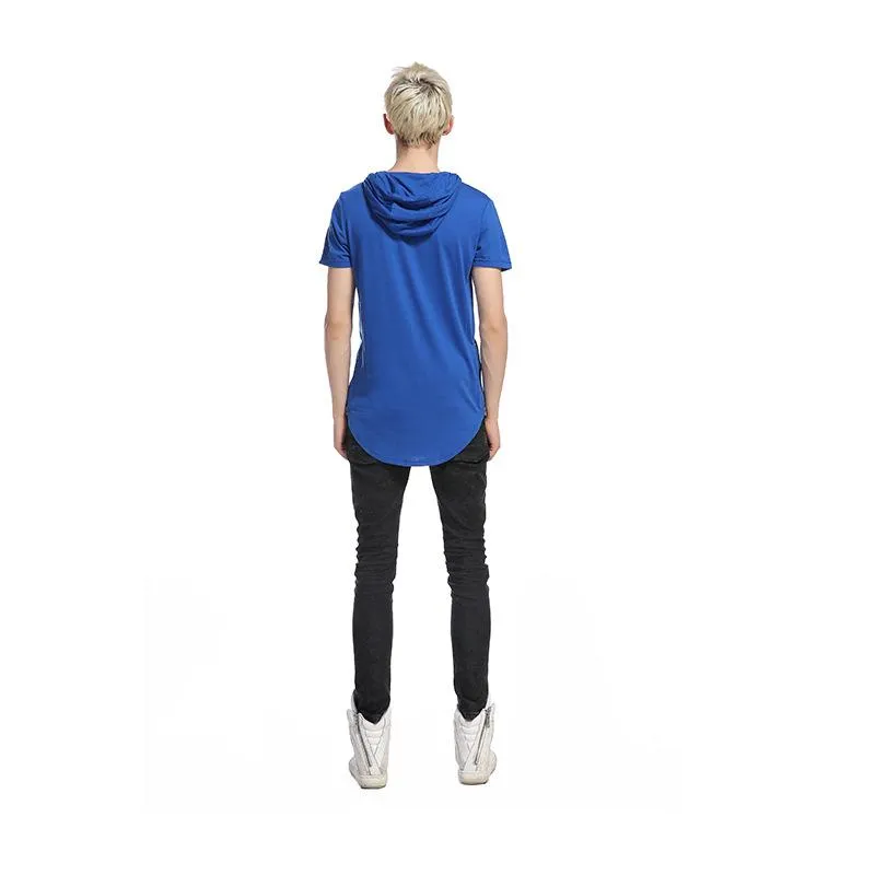 Longline Slim-Fit Side Zipper Hooded T Shirt - 8 Colors