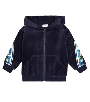Marc Jacobs Logo Velvet Hoodie, Blue