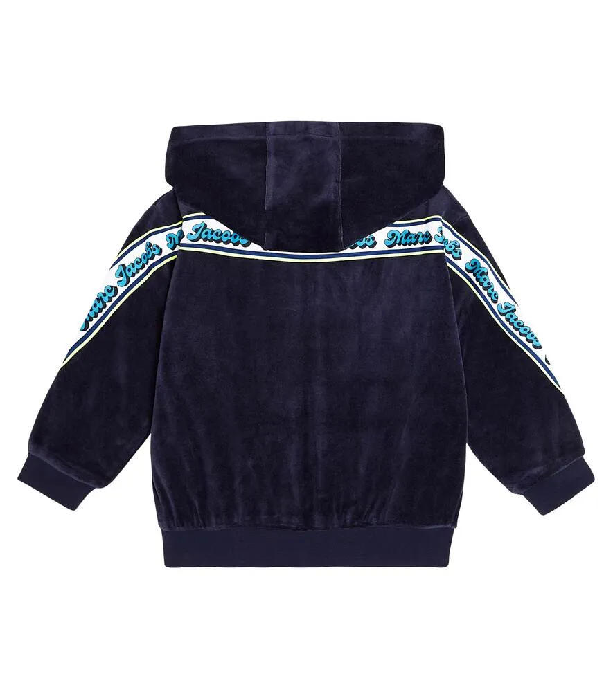 Marc Jacobs Logo Velvet Hoodie, Blue