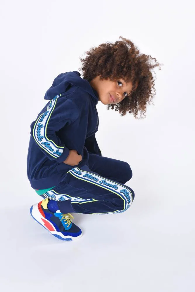 Marc Jacobs Logo Velvet Hoodie, Blue