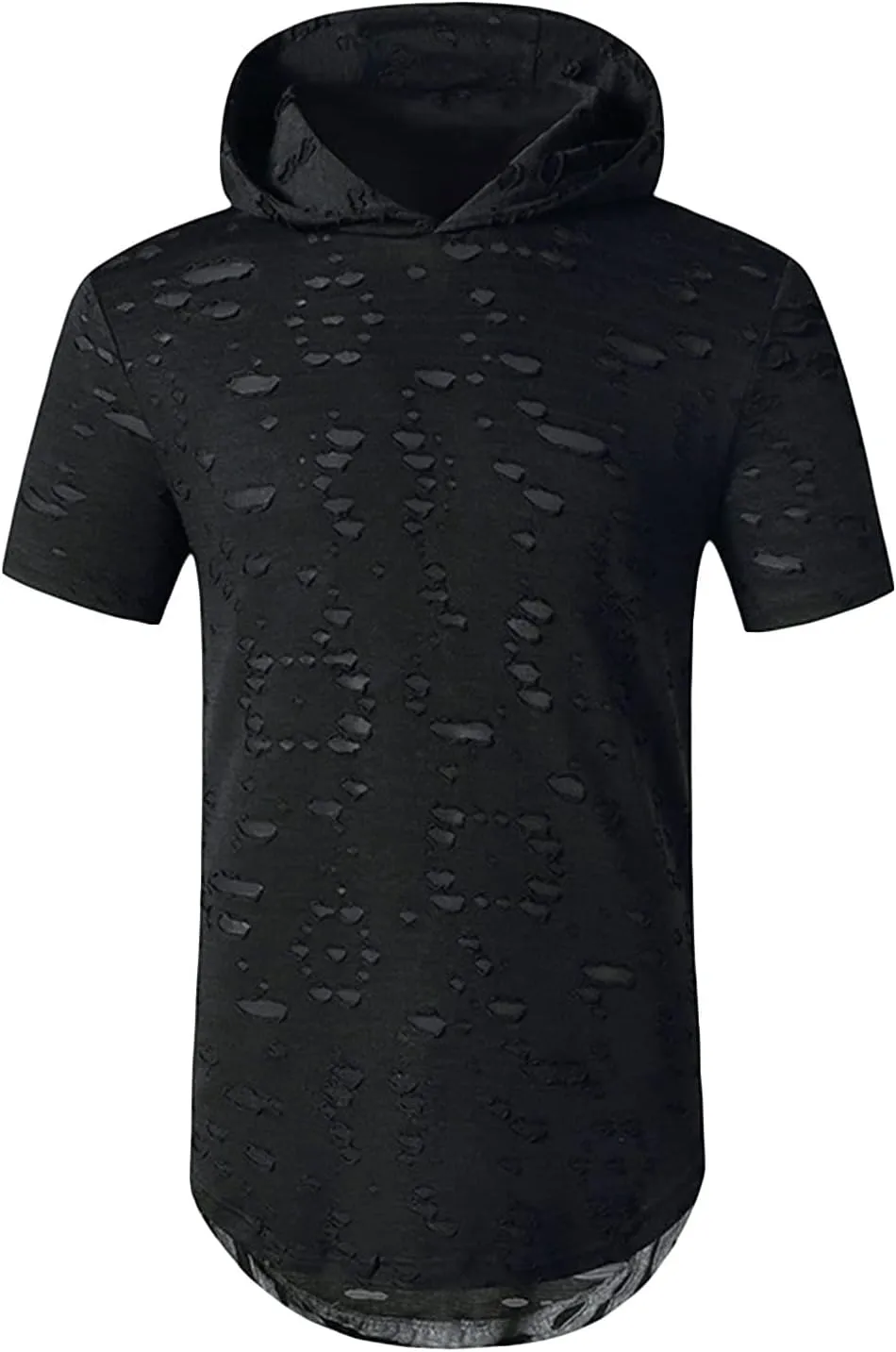Mens Athletic Hooded Longline T Shirt Lightweight Gym Athletic Hoodie T-Shirts Casual Variety Sport Short Sleeve