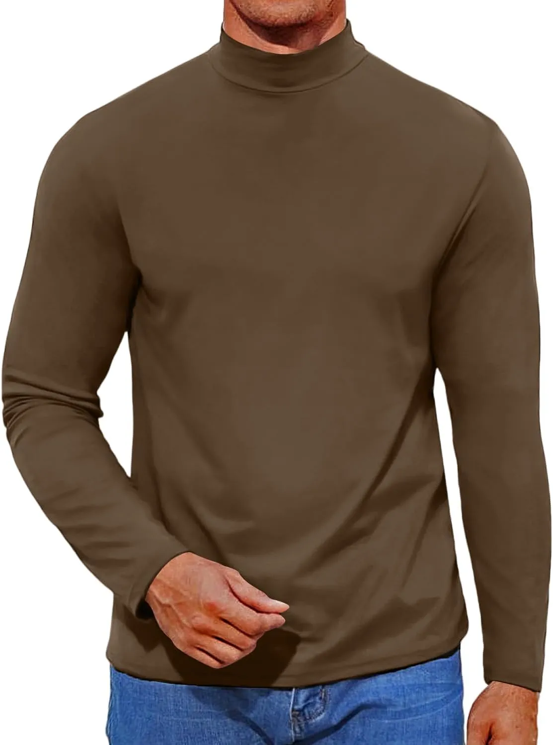 Mens Mock Turtleneck Sweaters Long Sleeve Shirts Slim Fit Turtle Neck Thermal Underwear Tops Knit Sweatshirts