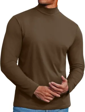 Mens Mock Turtleneck Sweaters Long Sleeve Shirts Slim Fit Turtle Neck Thermal Underwear Tops Knit Sweatshirts