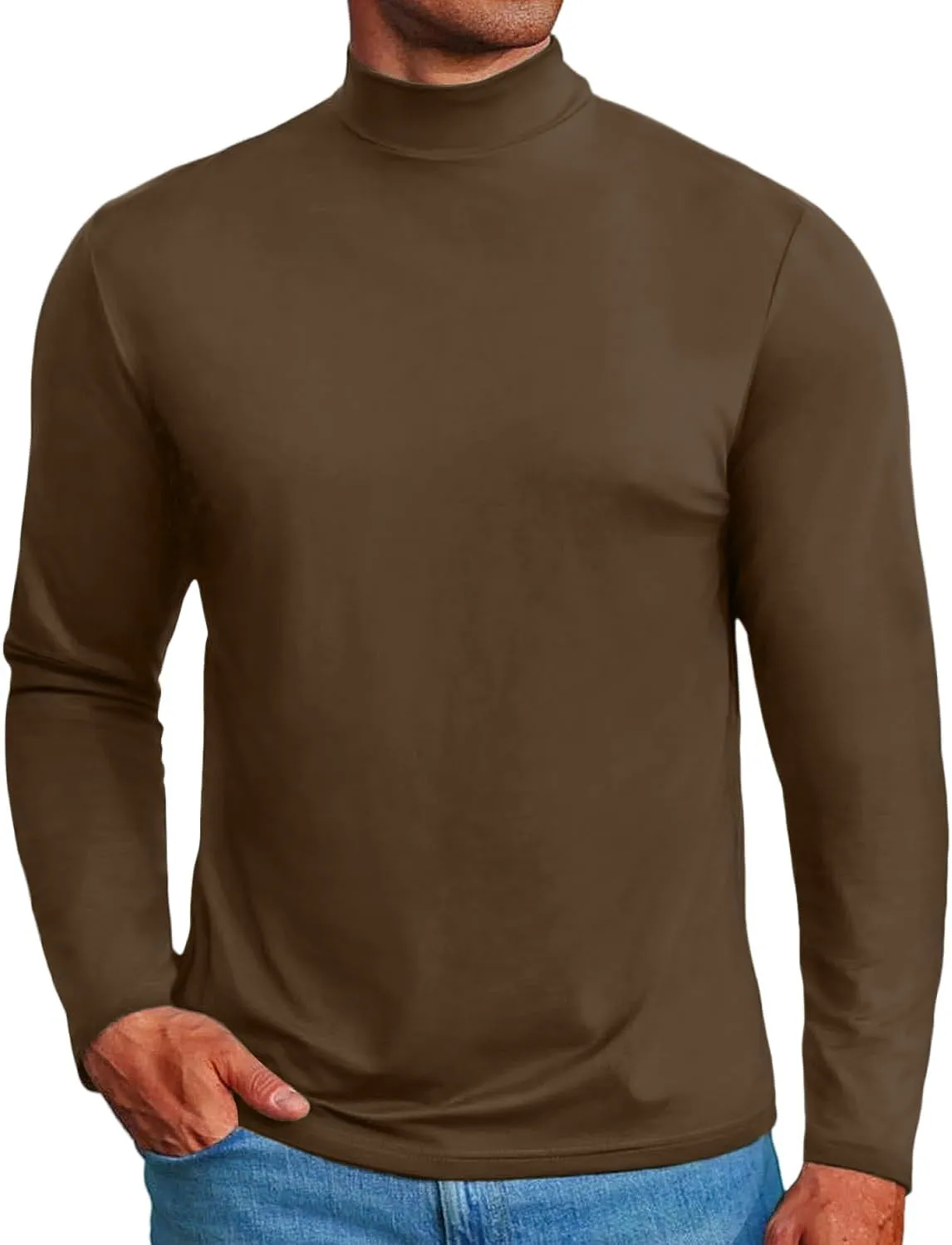 Mens Mock Turtleneck Sweaters Long Sleeve Shirts Slim Fit Turtle Neck Thermal Underwear Tops Knit Sweatshirts