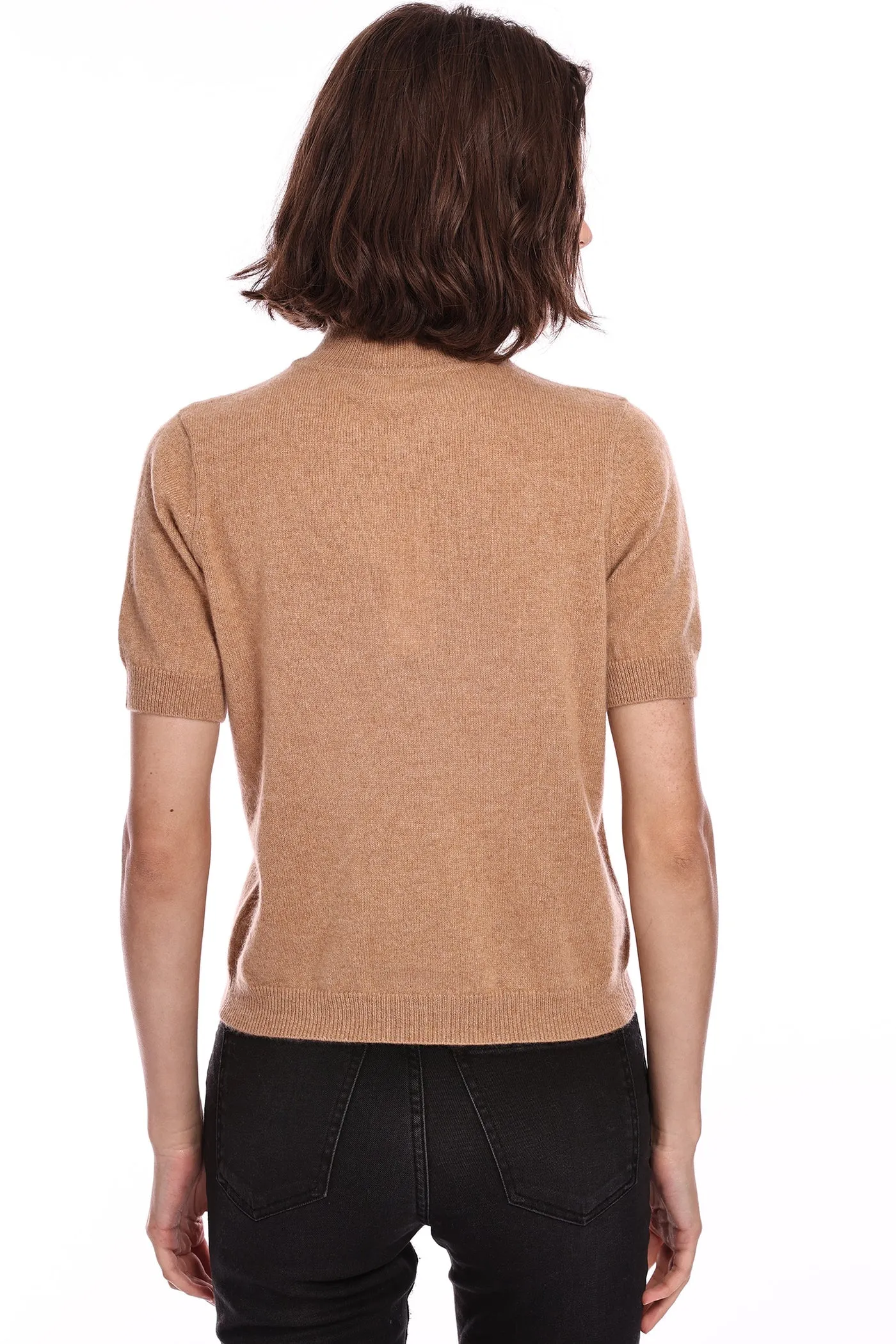 Minnie Rose Short Sleeve Mock Neck