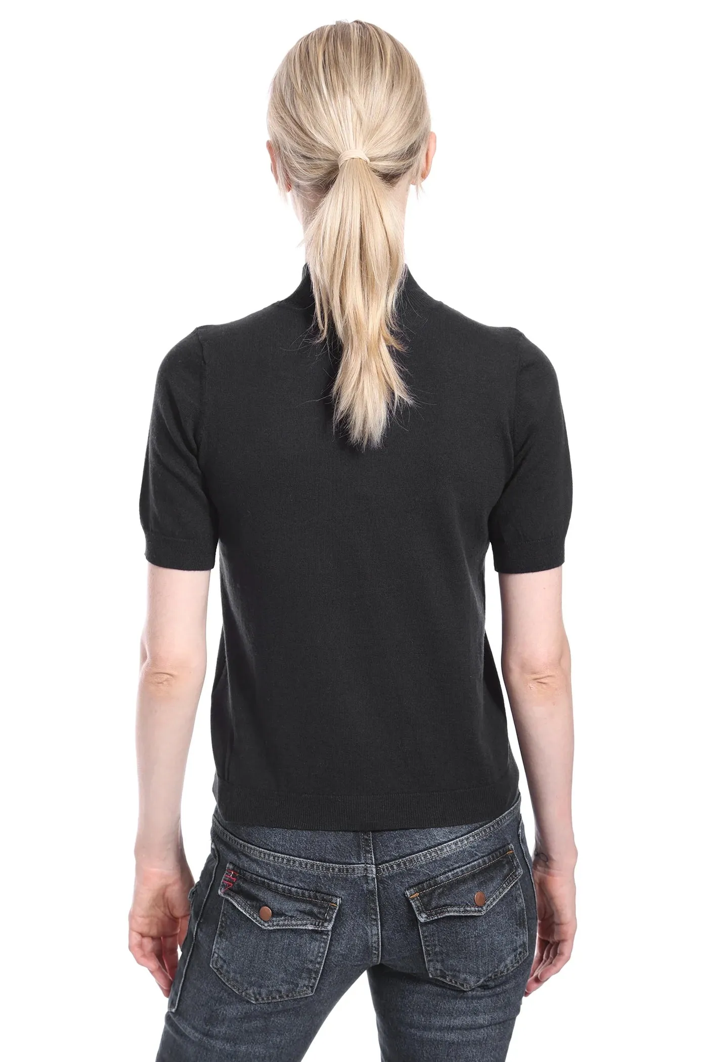 Minnie Rose Short Sleeve Mock Neck