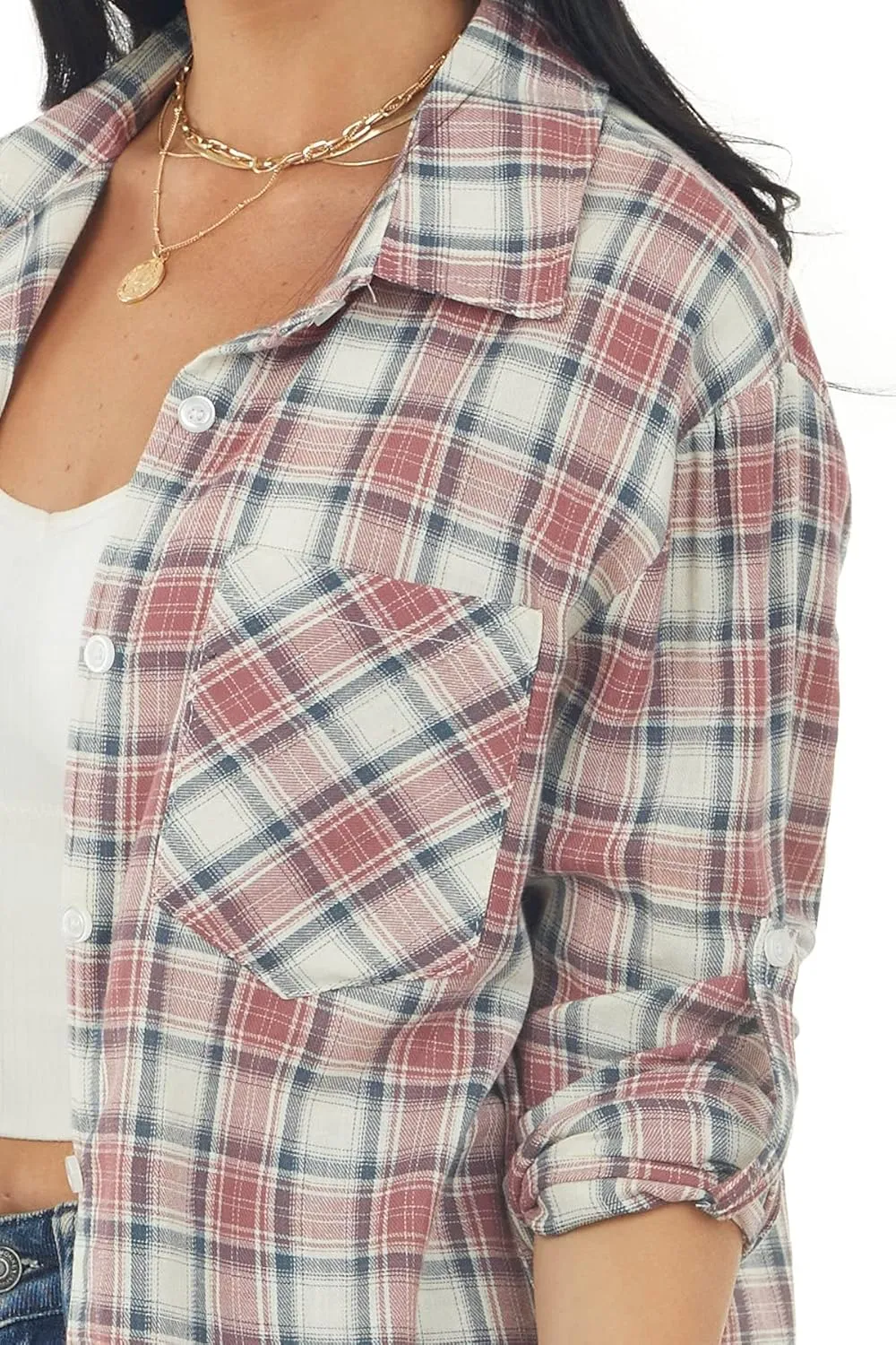 NUOREEL Womens Plaid Shirts Button Down Flannel Shirts Boyfriend Long Sleeve Shirts