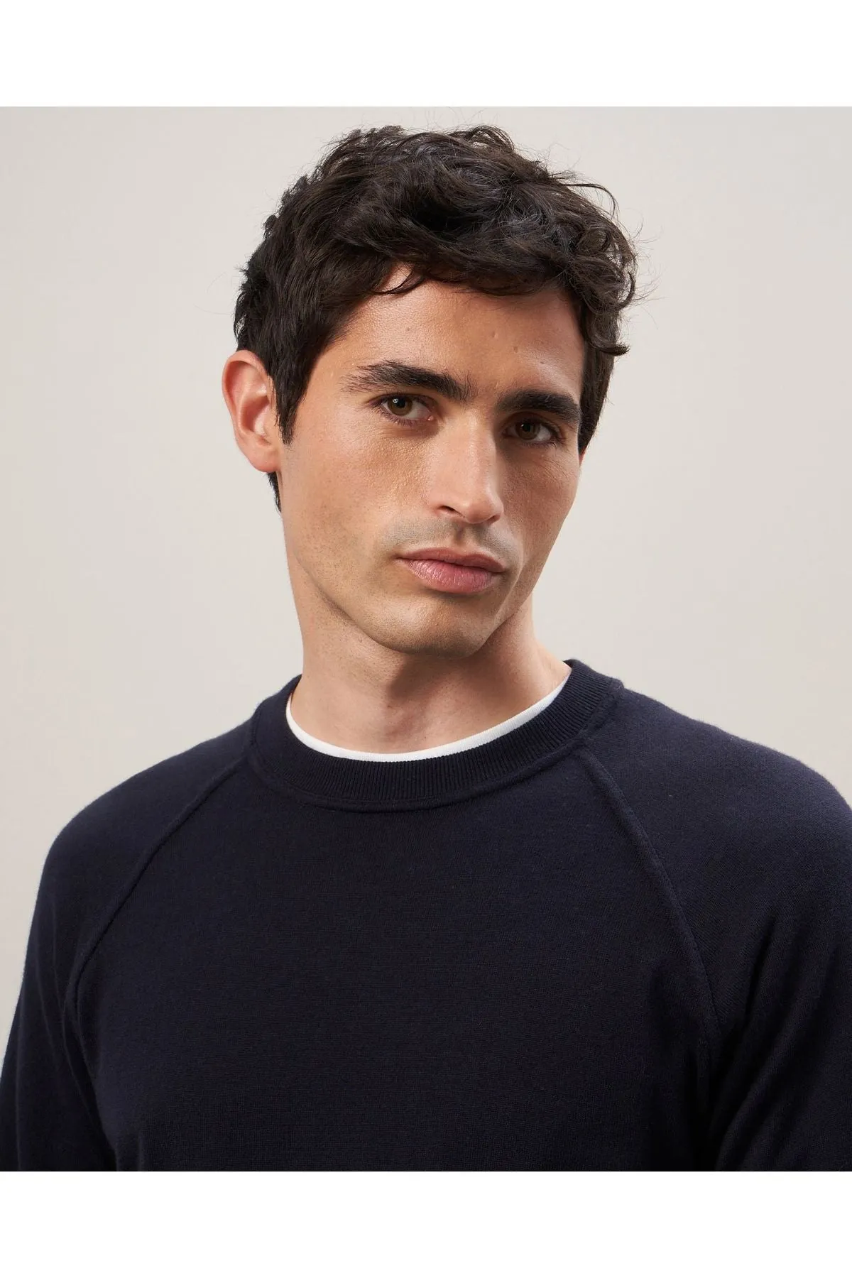 Pima Cotton & Cashmere Sweater - Navy