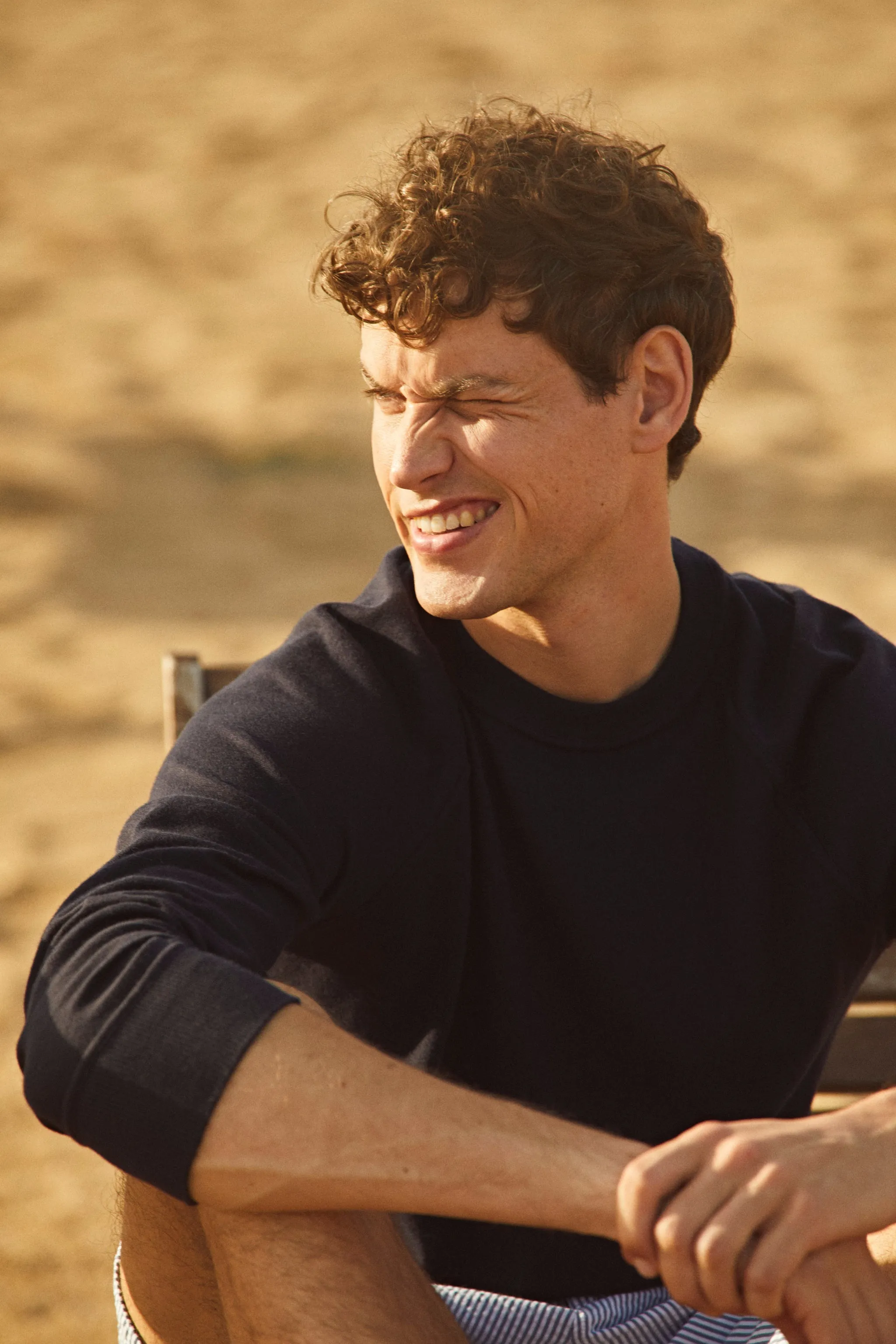 Pima Cotton & Cashmere Sweater - Navy