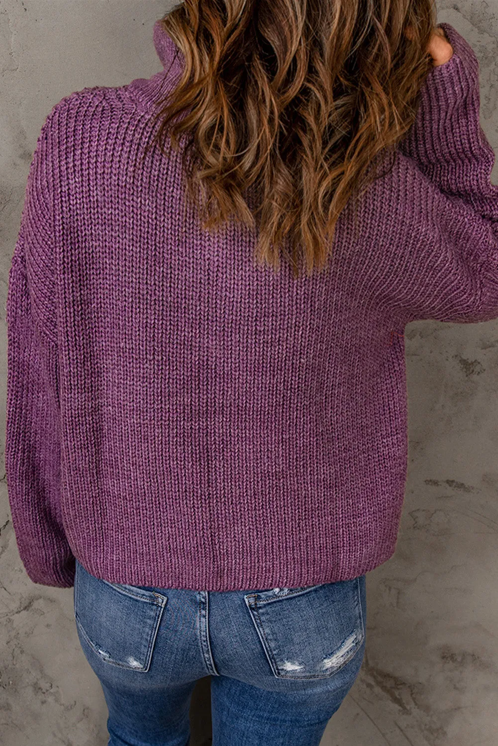 Purple Zipped Turtleneck Sweater