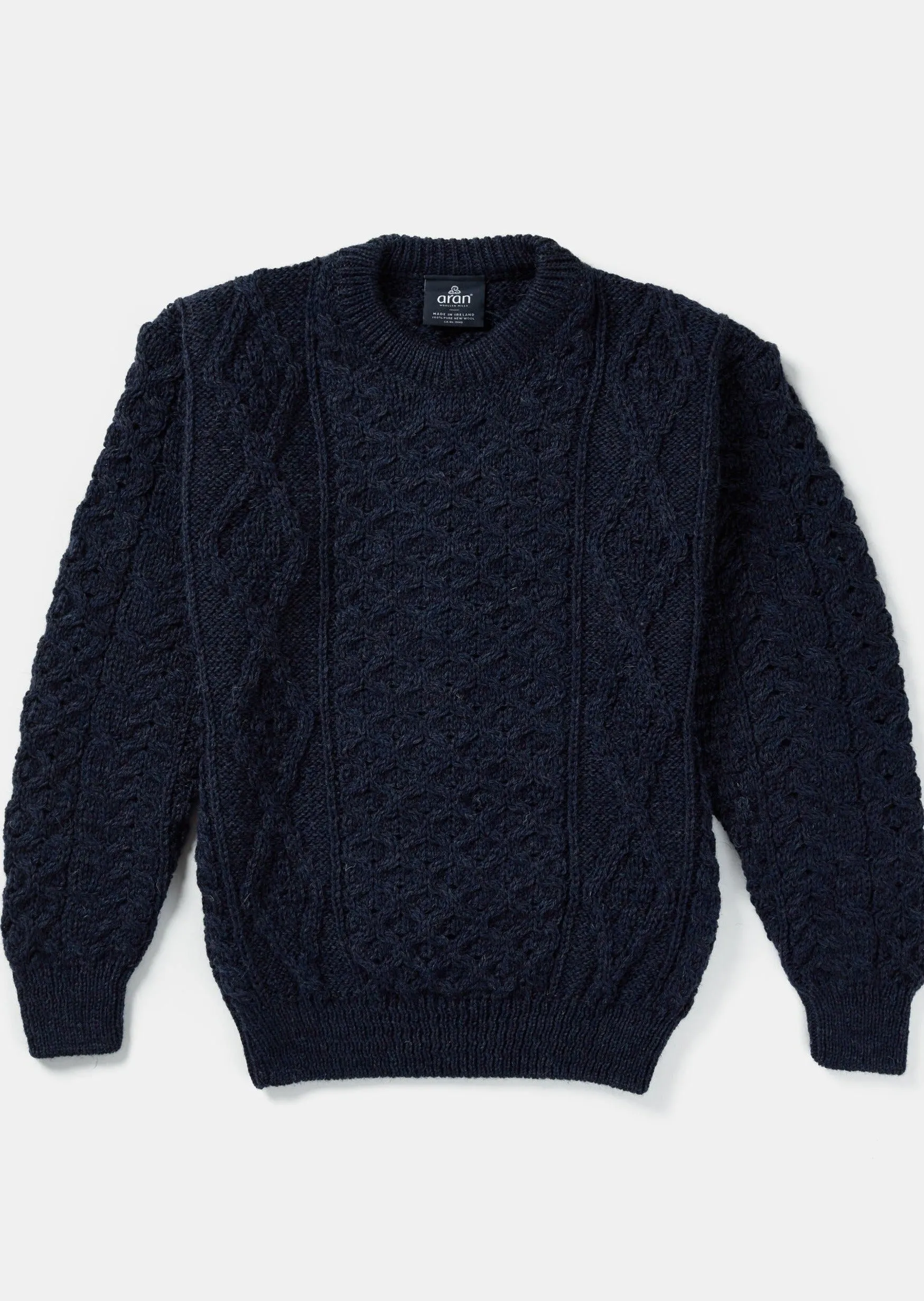Unisex Aran Wool Sweater | Navy