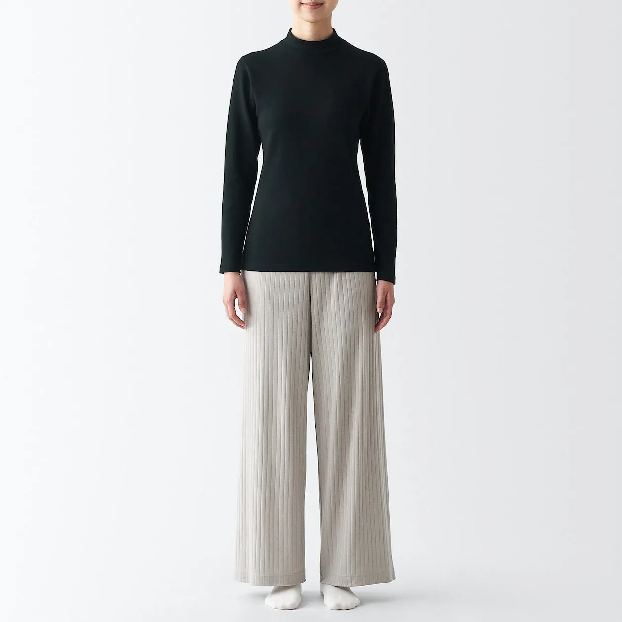 Warm Cotton & Wool Mockneck T-Shirt