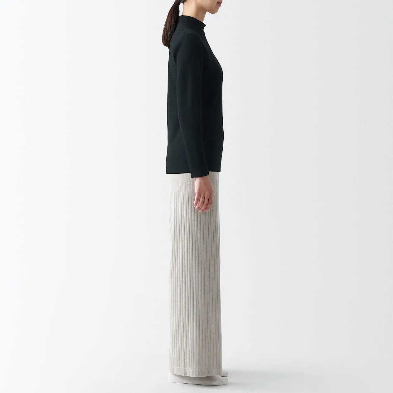 Warm Cotton & Wool Mockneck T-Shirt