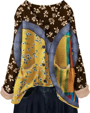 YESNO Women's Fall V-Neck Cardigan Sweaters Casual Graphic Oversized Open Front Button Down Long Sleeves Knit Tops SCV